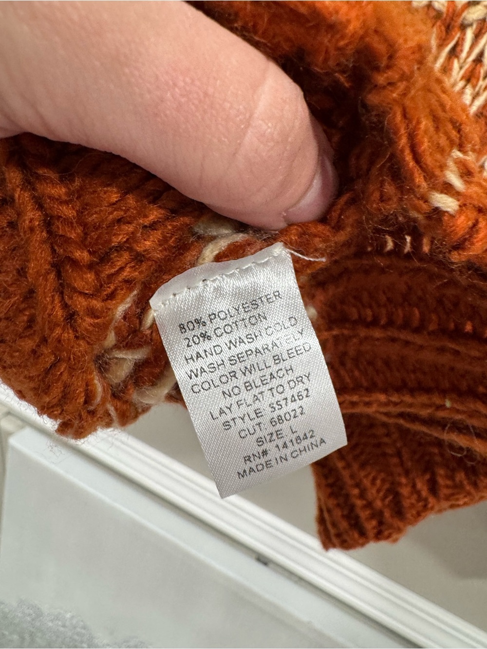 Chunky Knit Colorblock Sweater in Beige and Rust - Picture 5 of 5